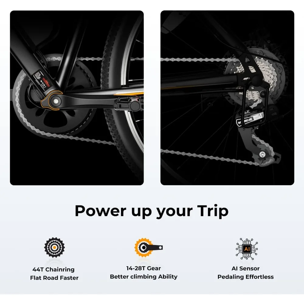 for Adults with Peak 500W Brushless Motor, Bike with 360Wh Removable Battery, 7-Speed, 26" Tires and Front Fork Suspension image 5