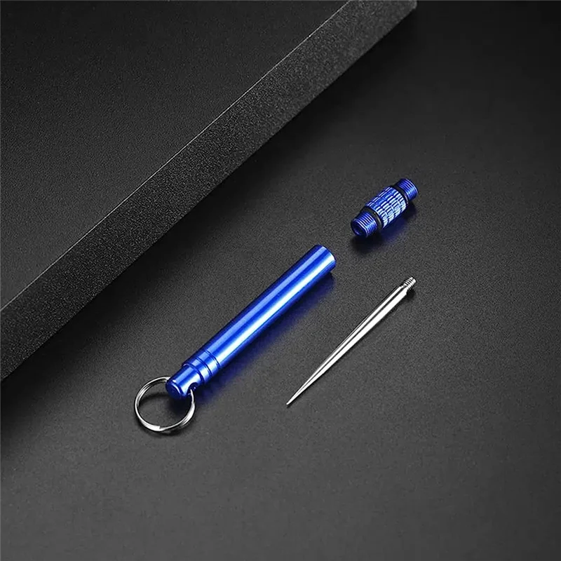 6 قطع من أعواد الأسنان المعدنية المصنوعة من التيتانيوم، أعواد أسنان جيب محمولة قابلة لإعادة الاستخدام مع حامل أعواد أسنان من الفولاذ المقاوم للصدأ