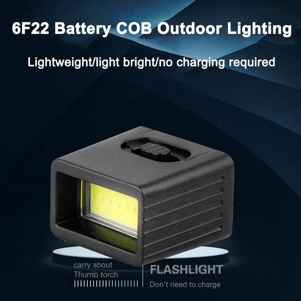 9V Battery Flashlight 9V Mini LED Key Light 6F22 Battery COB Outdoor Lighting Work Light Battery Not Included