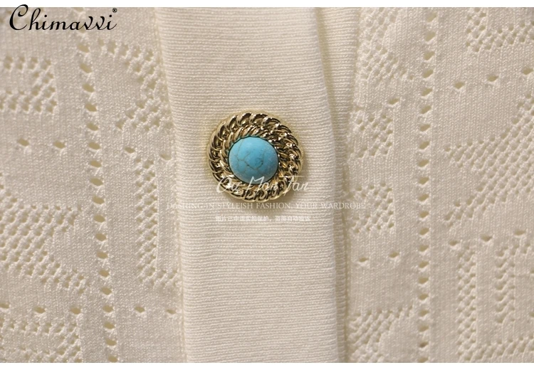 Модный вязаный кардиган с пятиконечной звездой, белый свитер, женский осенне-зимний новый высококачественный элегантный женский топ с длинными рукавами