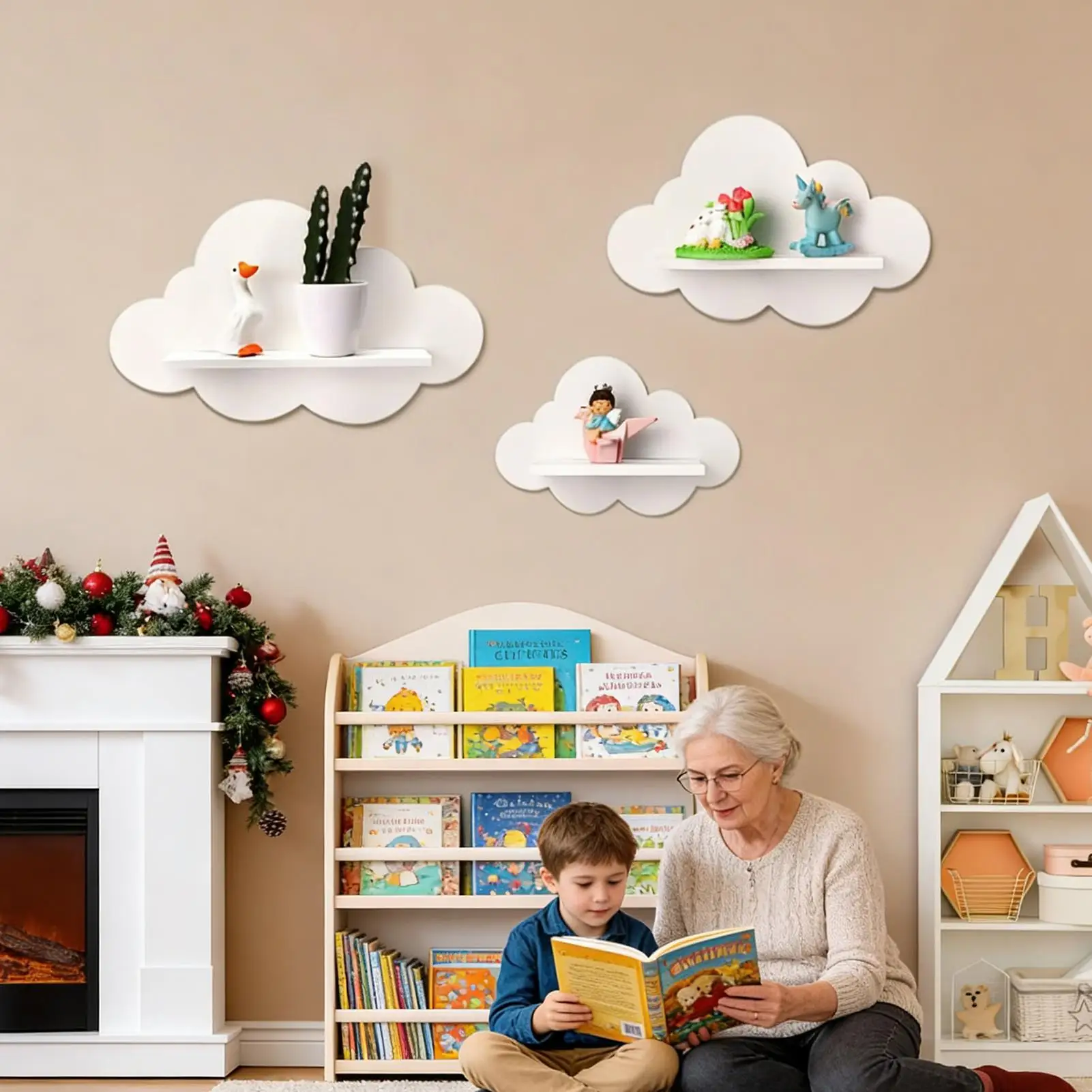Cute Shelves For Wall 3 Pieces Floating Storage Aesthetic Bedroom Wall Shelves For Kid's Room Nursery Kitchen Workplace Dorm