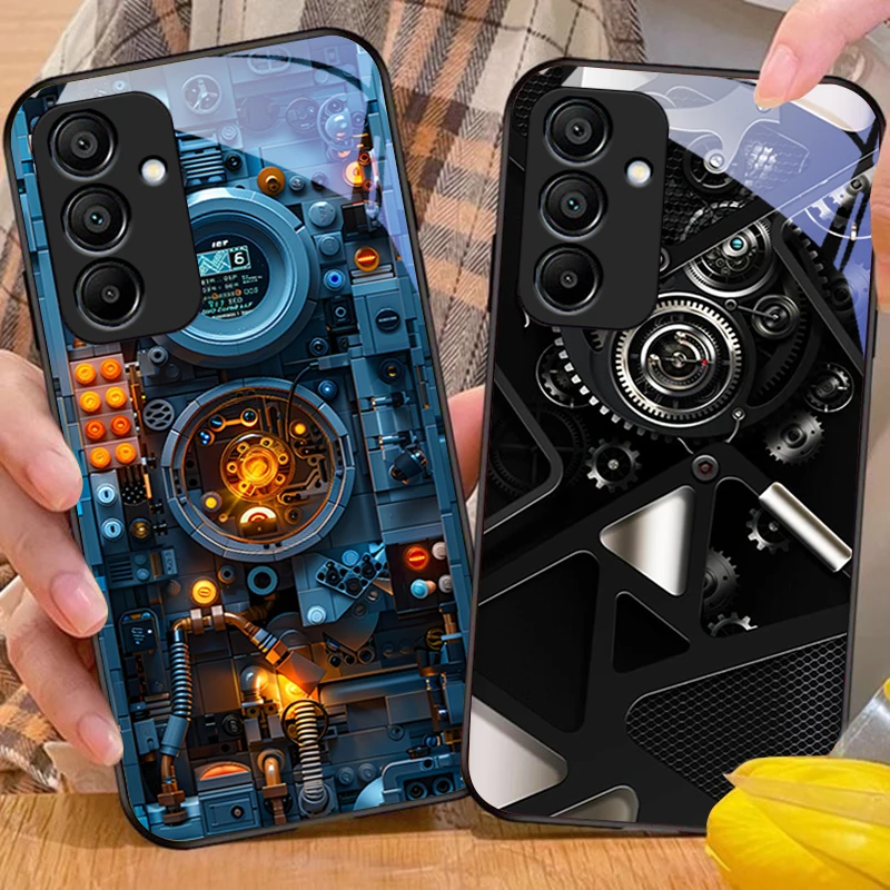 Blue circuit board For Samsung Galaxy A15 5G 54 4G 51 50 24 35 90 71 12 51 53 52S 80 22 34 Black tempered glass phone case