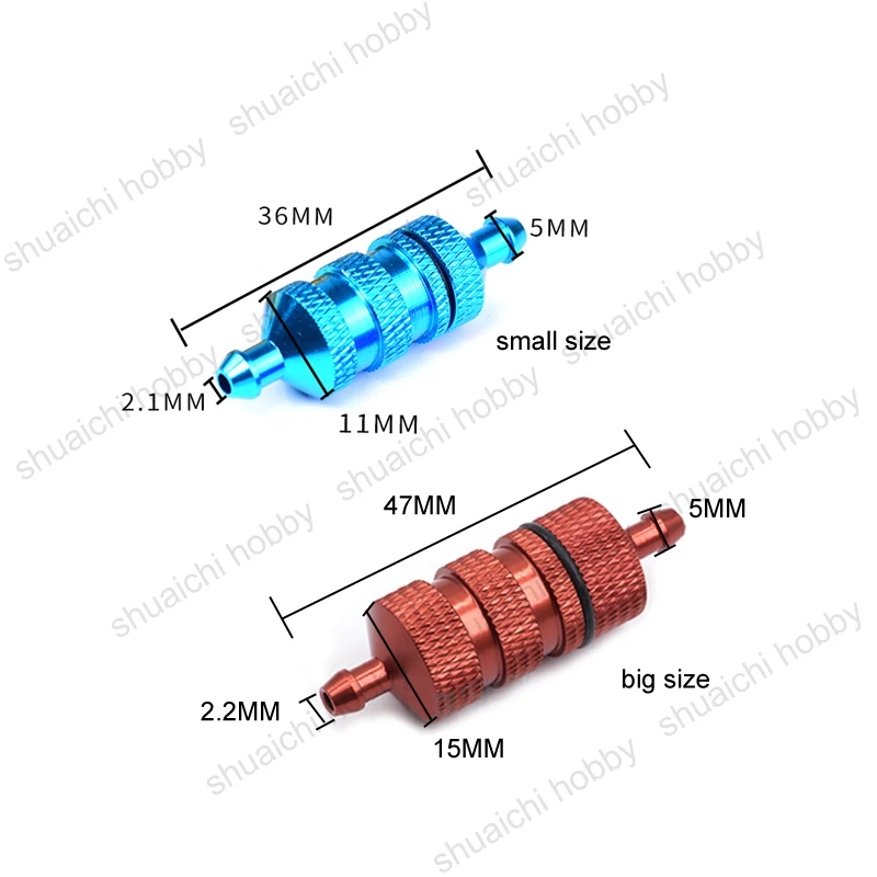 金属メッシュとアルミニウム合金の燃料フィルター,航空機モデル用の燃料タンクアクセサリー,エンジン部品,36mm, 47mm, 1個