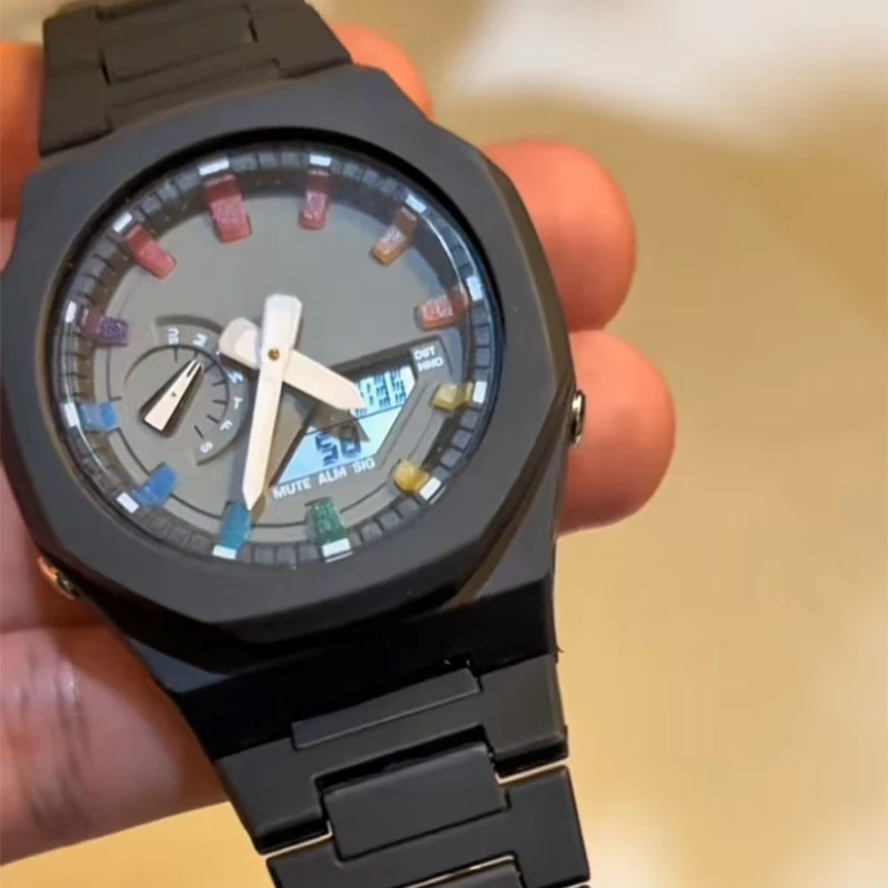 Мужские модные повседневные спортивные кварцевые часы в деловом цвете с градуированным циферблатом, водонепроницаемые, с подсветкой и датой
