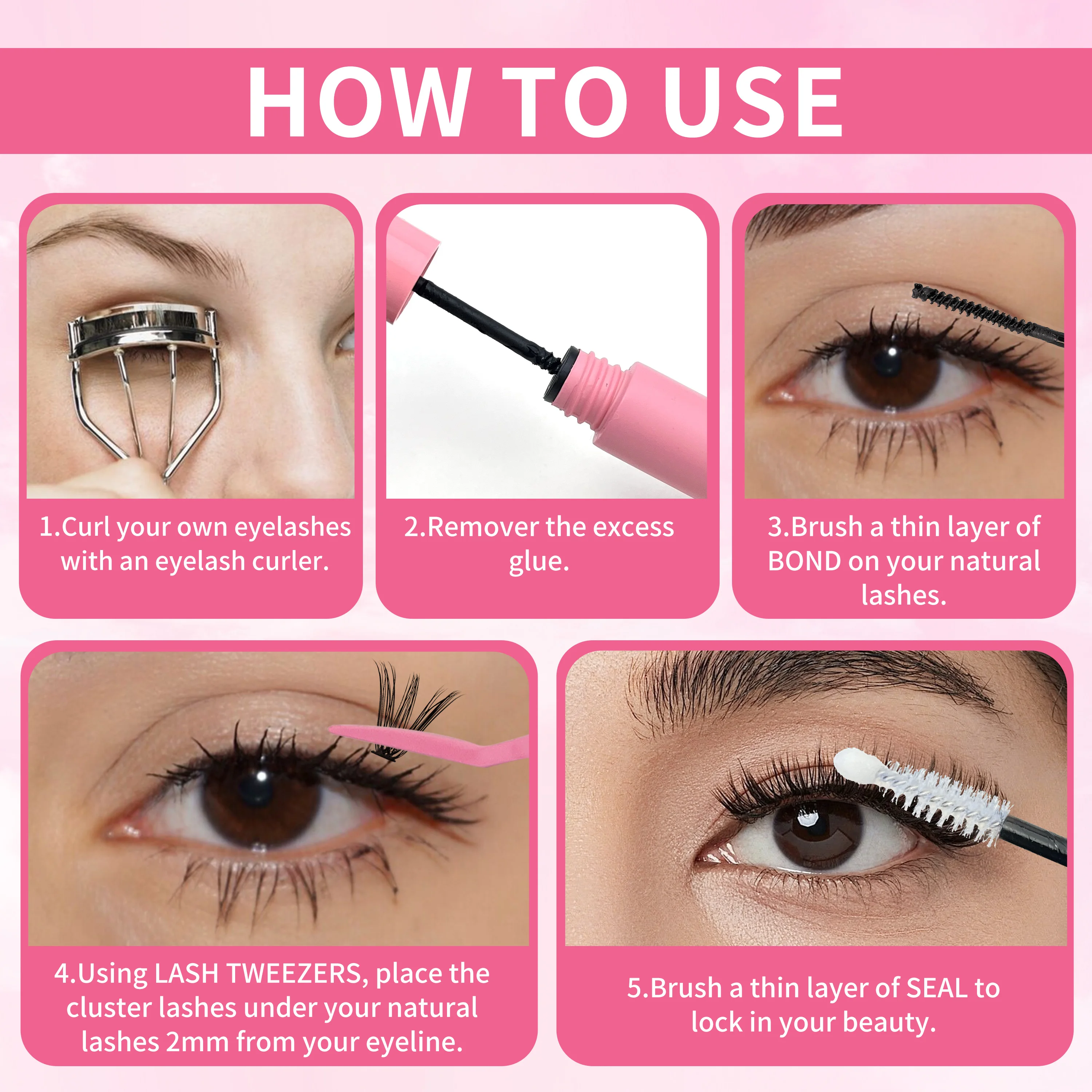 LAKANAKU DIY Lash Kit Segment Wimpern 20D 30D 40D Einzelne Cluster Seide Flauschige Fans Knoten Kostenlose Wimpern Diy Wimpern Verlängerung