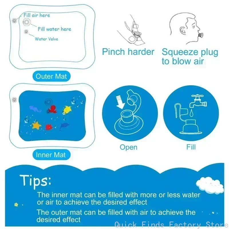Baby Water Play Mat Inflatable Cushion PVC Infant Tummy Time Toddler Water Pad for Kids Early Education Developing Activity Toys view 6