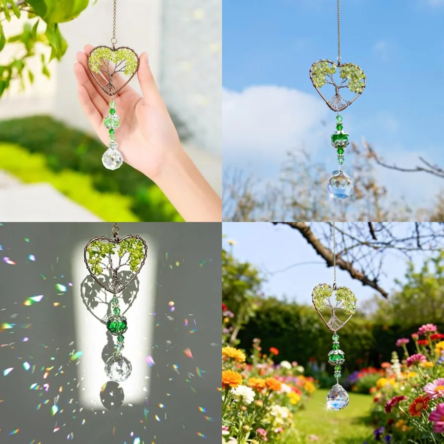 

Tree of Life Car Rearview Mirror Hanging Ornament Pendant Accessories Fengshui Suncatcher