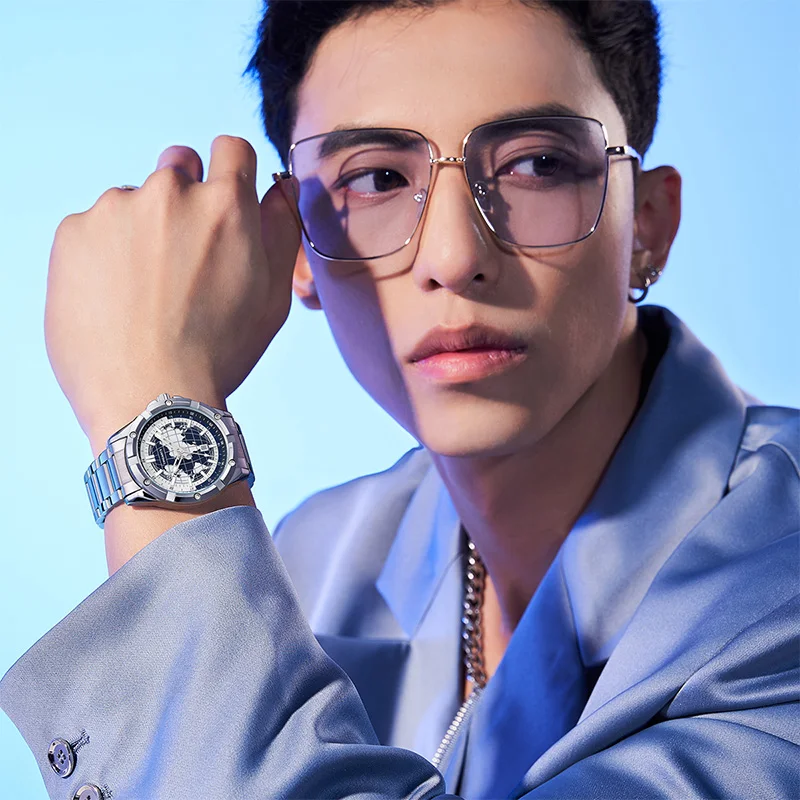 タイムアートXブランド 5130 メンズ腕時計 アースダイヤル ファッション ビジネスデザイン 防水クォーツ腕時計