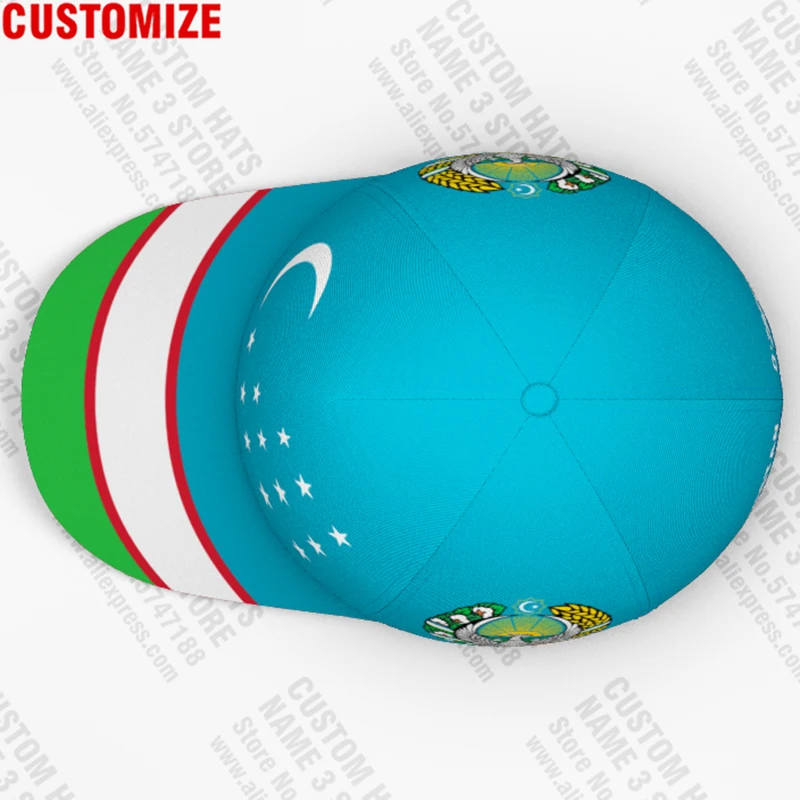 Uzbekistan male youth diy free custom made name number uzb casual hat nation flag uz ozbekiston uzbek country boy baseball cap