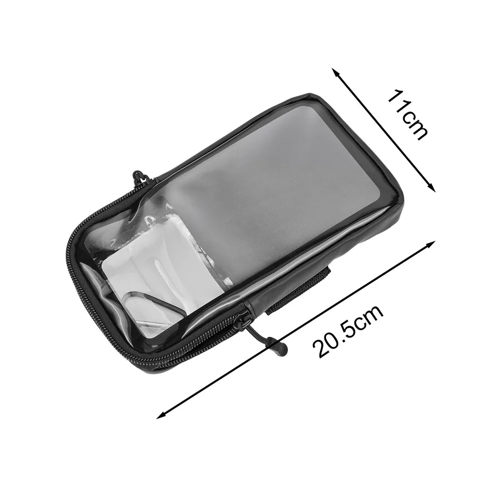 

Сумка для хранения вещей на переднюю раму мотоцикла, нейлоновая и пластиковая, с двумя карманами на молнии, для хранения телефона и кошелька, компактный чехол для хранения.