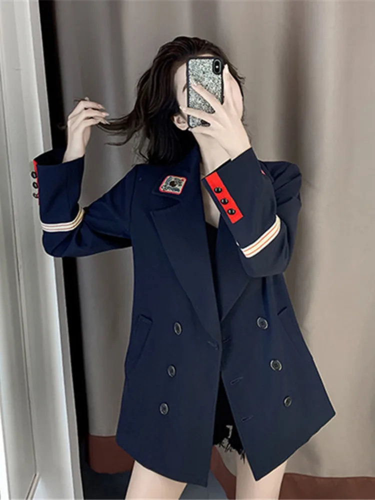 2022 New Fashion Spring Autumn Women Fashion Temperament Double-Breasted Long Sleeve Ladies Office Loose Elegant Casual Blazer