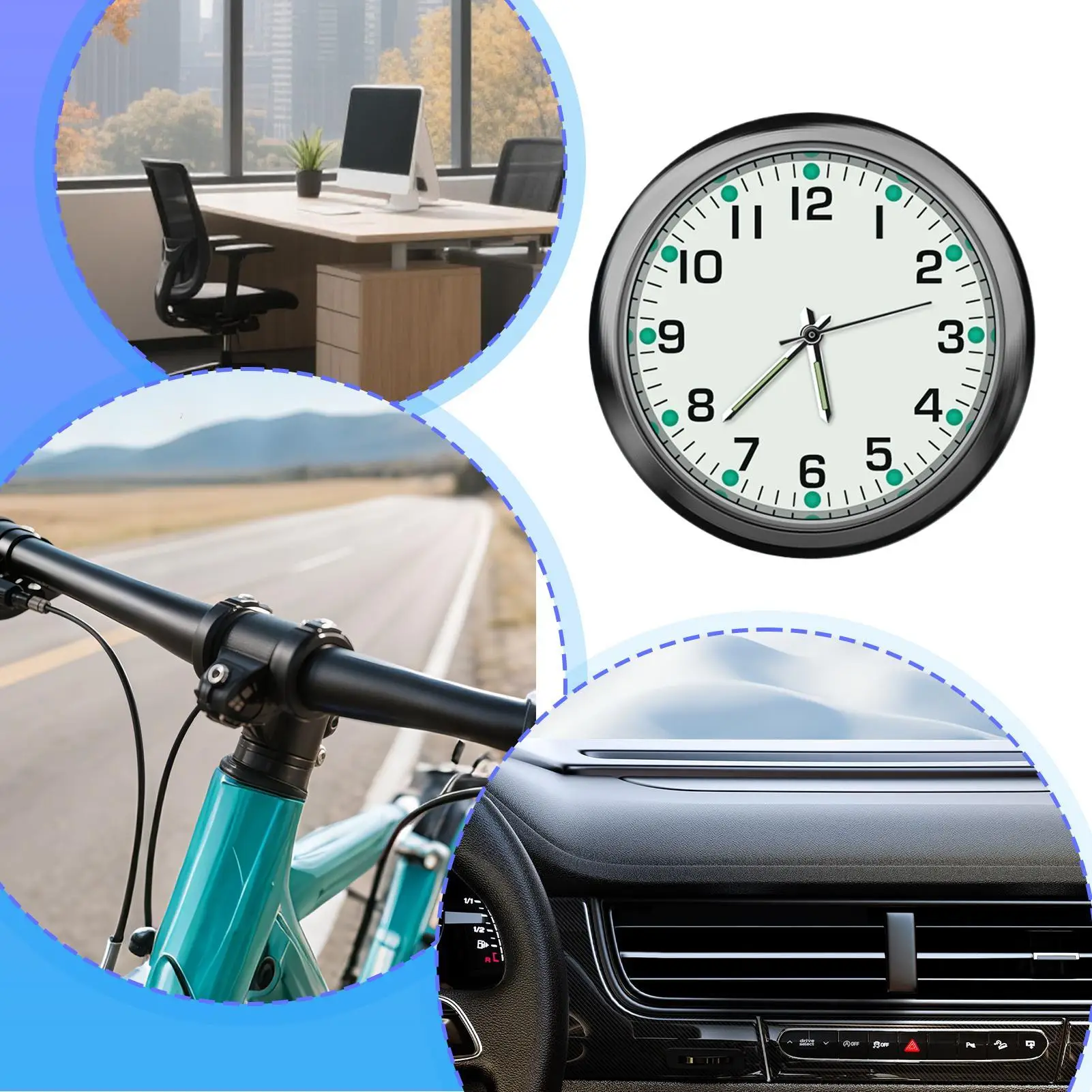 

Car Clocks For Dash Compact Adhesive Luminous Watch Car Dashboard Luminous Clock For Boat Bike Golf Race Home Office Travel