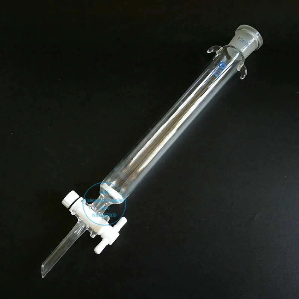 1pcs lab 24# glass sand core chromatography column with standard mouth and PTFE piston 16 22 30 40*200 300 400mm