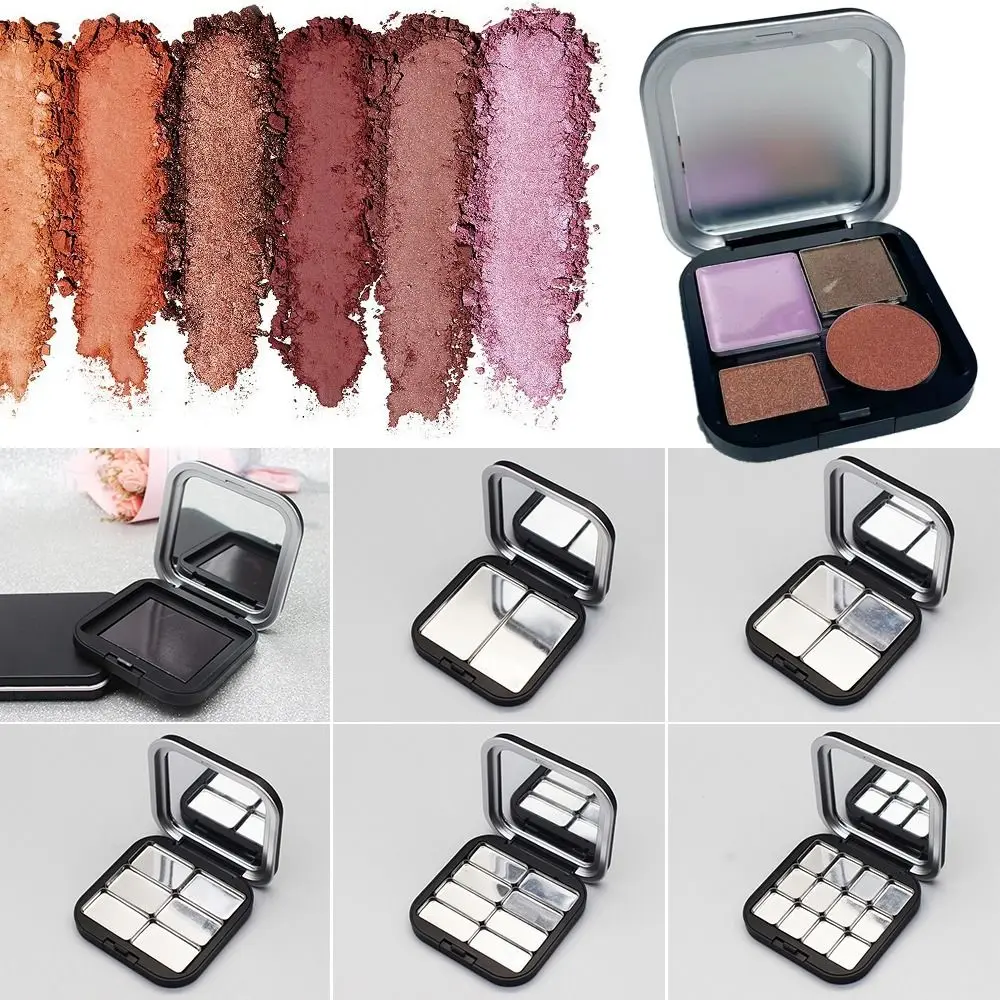 Paleta de sombras de ojos DIY con múltiples rejillas, vacía con espejo, paleta de maquillaje magnética, color negro, combina por uno mismo, paleta de sombras de ojos