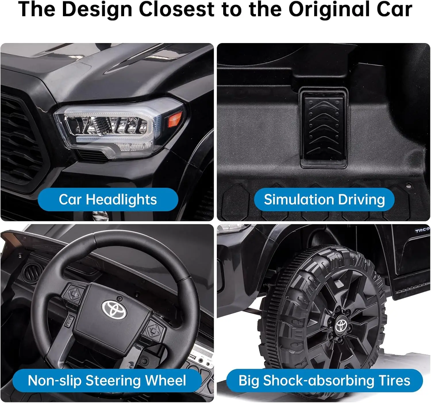 รถยนต์ของเล่นเด็ก 12V พร้อมรีโมทคอนโทรลสำหรับผู้ปกครอง ระบบกันสะเทือนแบบสปริง เข็มขัดนิรภัย สตาร์ทแบบนุ่มนวล ไฟหน้า LED สำหรับเด็กอายุ 3-6 ปี