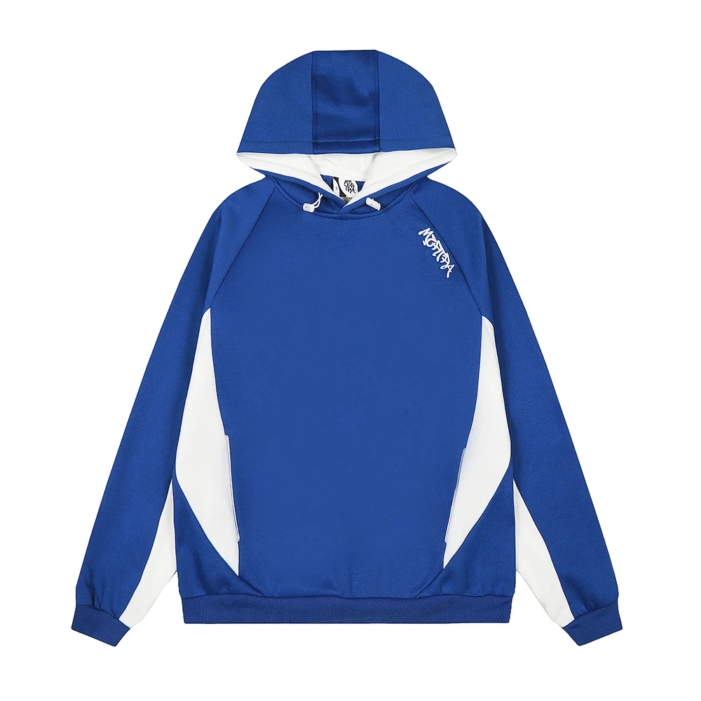 High Street Contrast Color Pullover Hooded Hoodies for Men and Women Vintage Patchwork Cotton Loose Autumn Sweatshirts