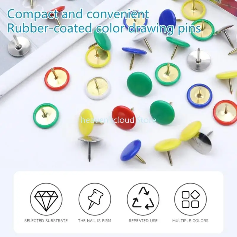 Y88B 200Pcs Round Metal Thumbtacks Nickel Plated Push Pin Map Pin Round Thumbtacks for Corkboard Bulletin Board