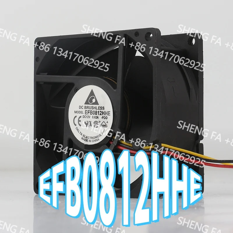cooling fan EFB0812HHE speed measurement ball bearing inverter three-wire AC EC 8038 80X80X38MM 8CM Delta 5V 24V 48V DC12V 0.62A