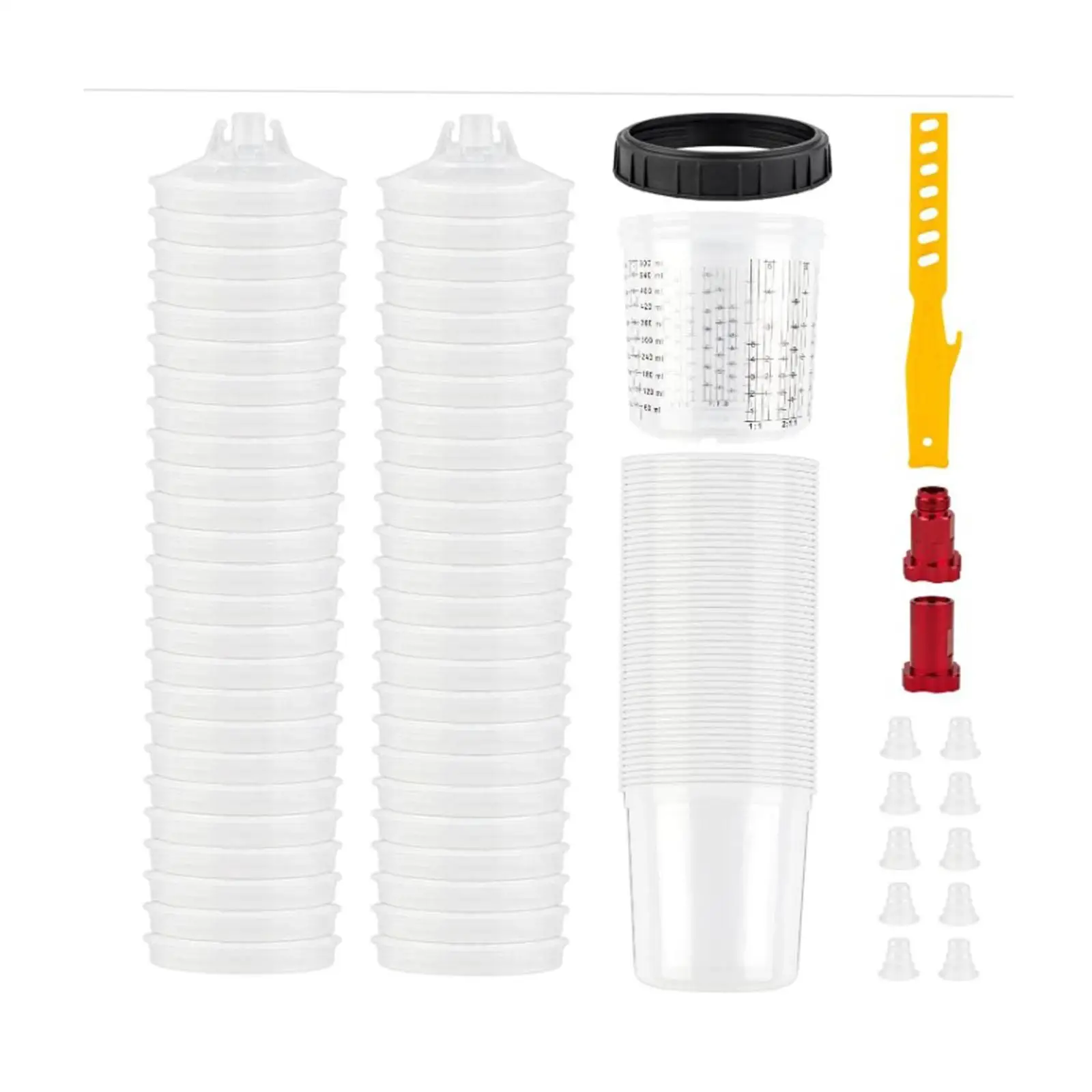 

Disposable Paint Sprayer Mixing Cup Kit Efficient 10 Plugs 50 Lids Versatile