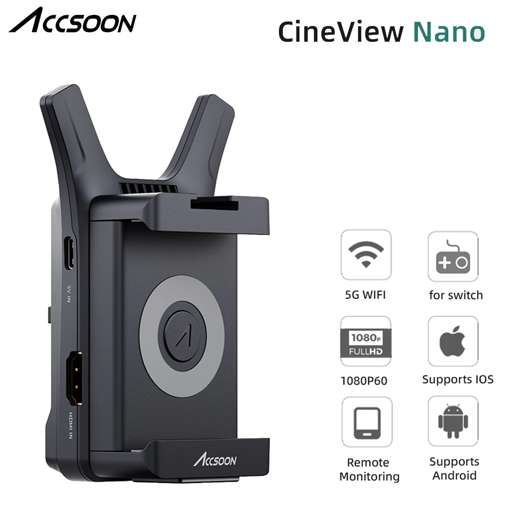 Accsoon Cineview Nano, диапазон 150 м, беспроводной видеопередатчик, задержка 60 мс, 5 ГГц, Wi-Fi для устройств Android IOS, DSLR/RS2, камера Accsoon Cineview Nano, диапазон 150 м, беспроводной видеопередатчик, задержка 60 мс, 5 ГГц, Wi-Fi для устройств Android IOS, DSLR/RS2, камера