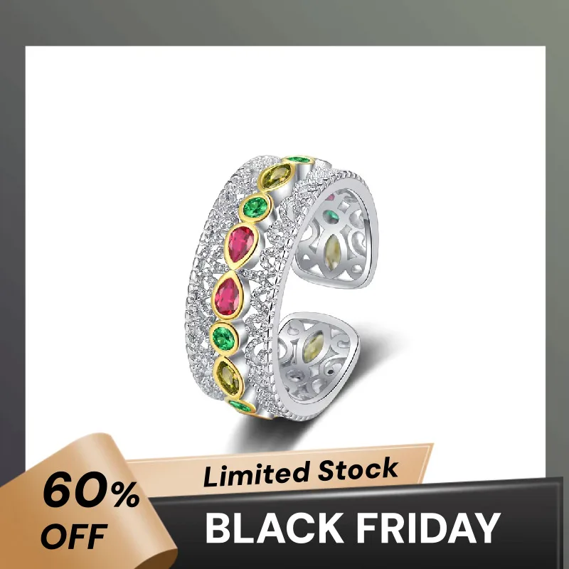 

Двухцветные открытые кольца из стерлингового серебра 925 пробы с цветным фианитом для женщин, распродажа, ограниченный запас, первый, получите