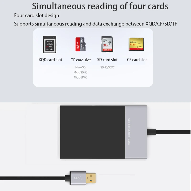 USB3.0 Multi-function card Reader Splitter Extender Adapter USB Dock Station Plug and Play XQD/SD/TF card reading game USB HUB