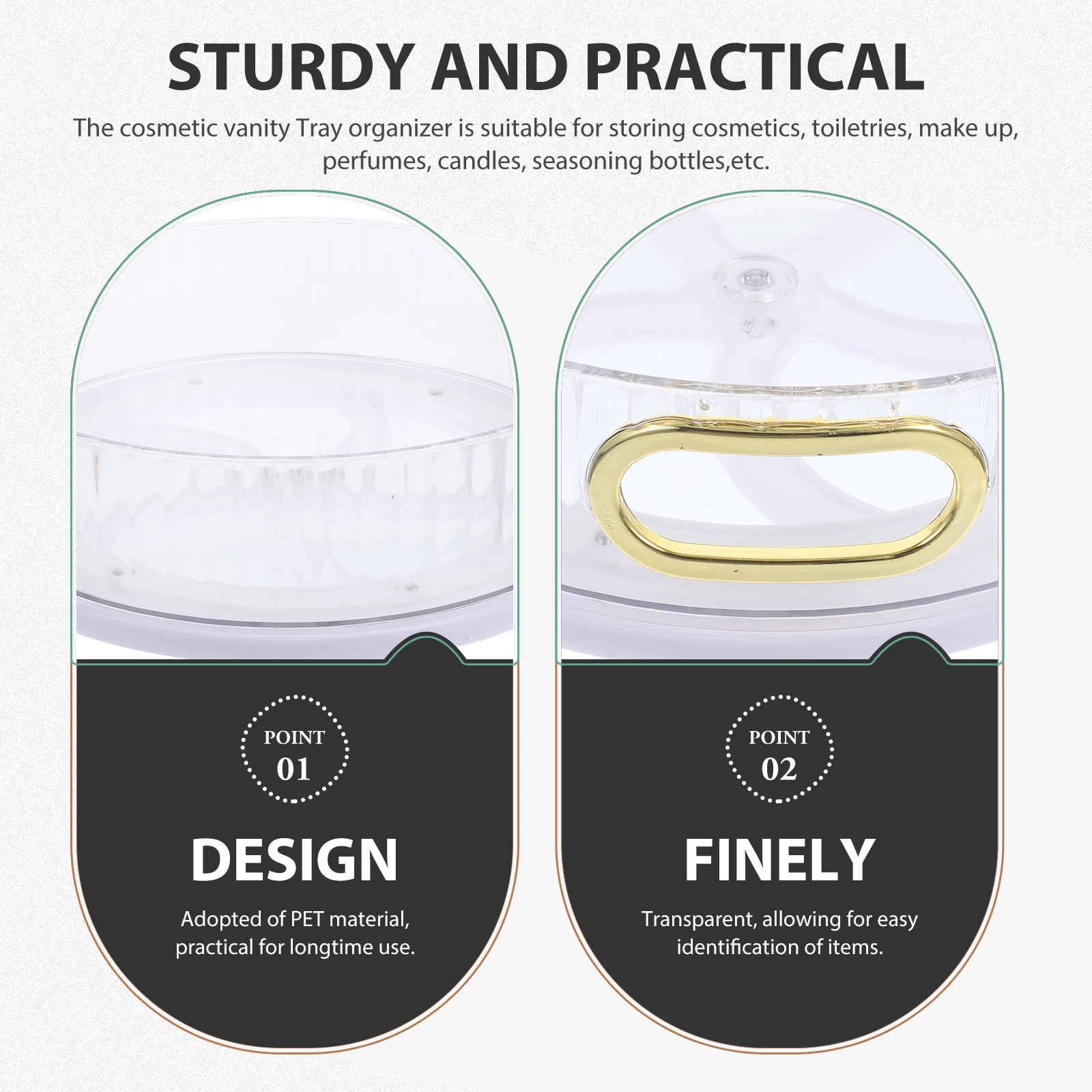 

Rotating Organizer Transparent Storage Tray Makeup Holder Desktop Vanity Skincare Lotion Bottle Seasoning