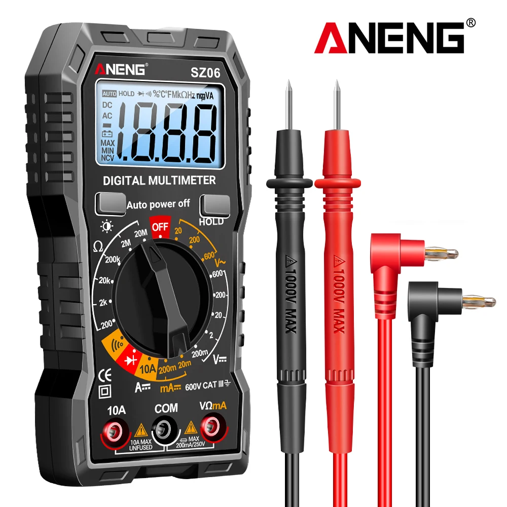 ANENG SZ06 Digital Multimeter AC/DC Voltage Auto Tester Current Ammeter Smart Multimetro Data Hold  Diode Voltmeter Ohm Tools