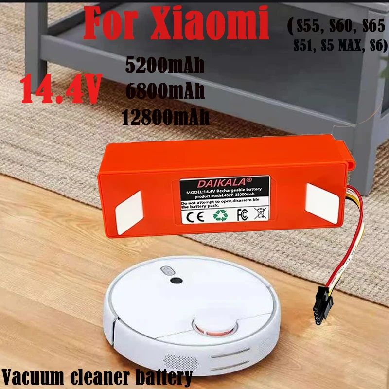 

100% 14.4V Lithium ion Battery Vacuum Cleaner Battery Replacement For XIAOMI Roborock S50 S51 S55 T4 S6 Universal Battery