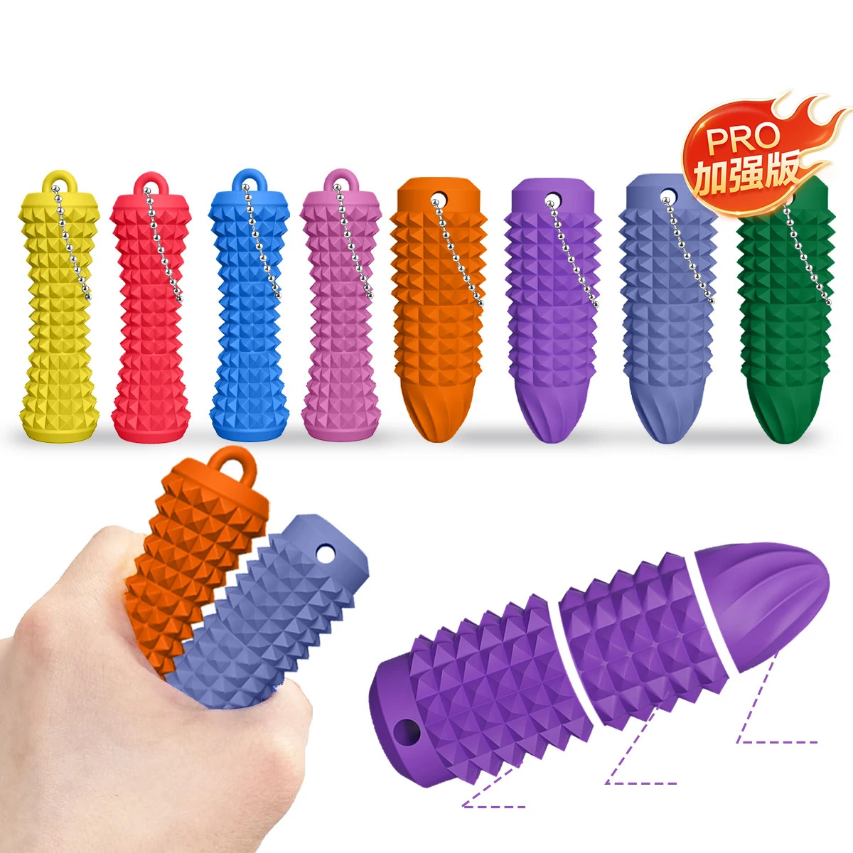 

Брелок с колючими захватами для детей и взрослых, ролик для релаксации рук, облегчение боли, силиконовый сенсорный массаж пальцев, игрушки для снятия стресса