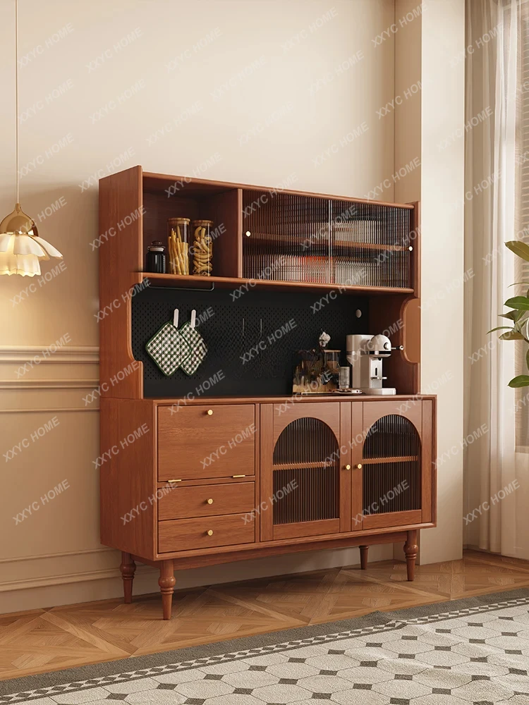 French Retro Solid Wood Sideboard Wall Integrated Home Multi-Functional Tea Cabinet
