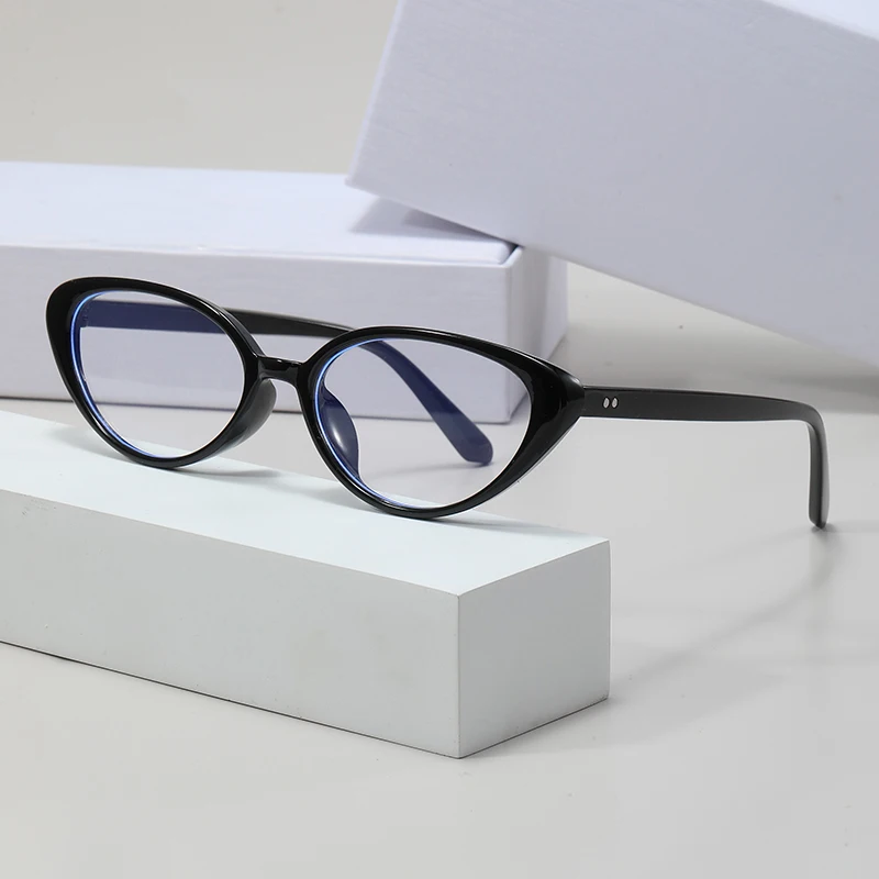Y2K Women Retro Oval Cat Eye Glasses Red Green Frame Glass Eyewear Decorative Computer Anti-blue Eyeglasses with Seaside Driving