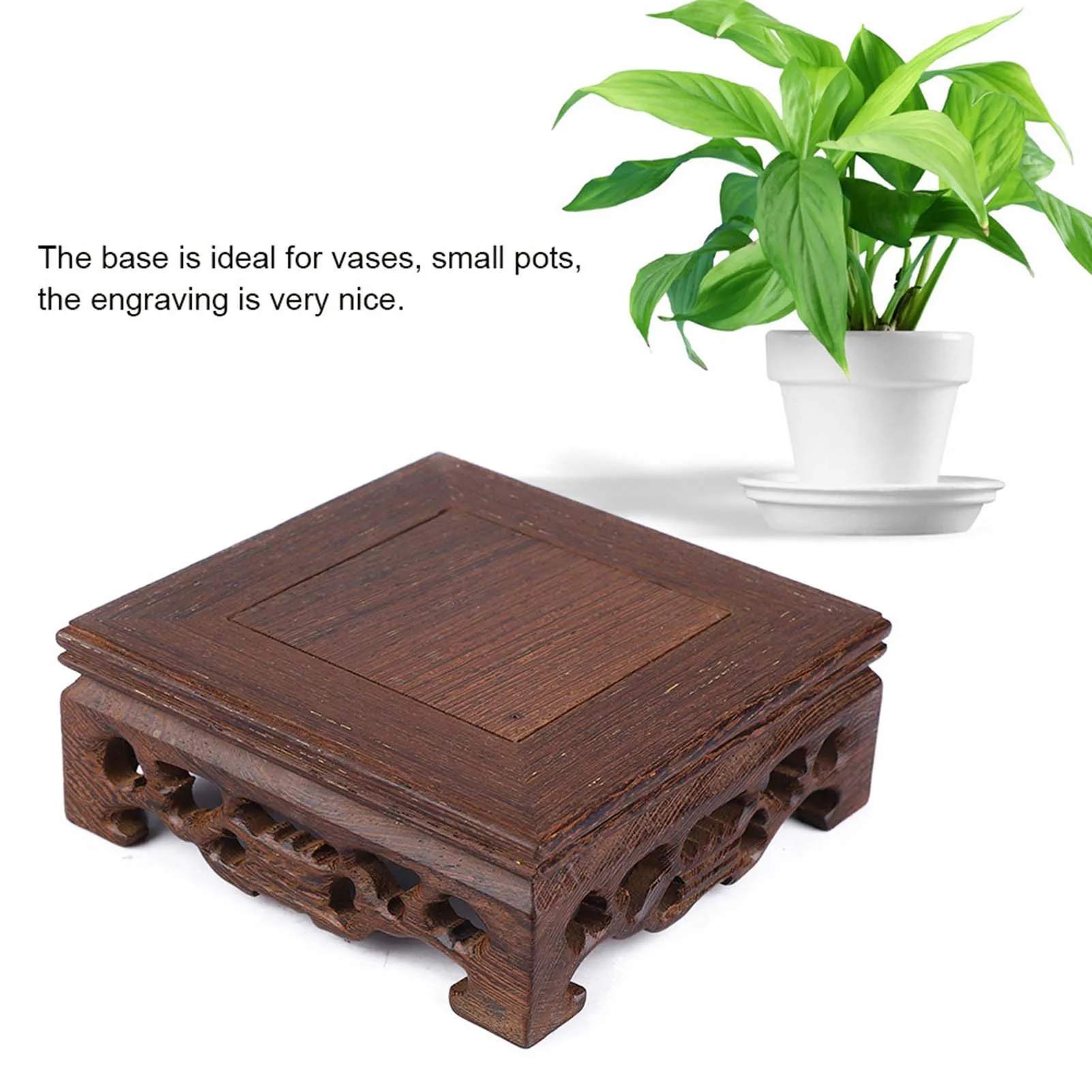 

F2 Craft Bracket Solid Wood Ornaments Delicate Small Square Teapot Base Vase Decoration Solid Wood Bonsai Pedestal Wooden Base