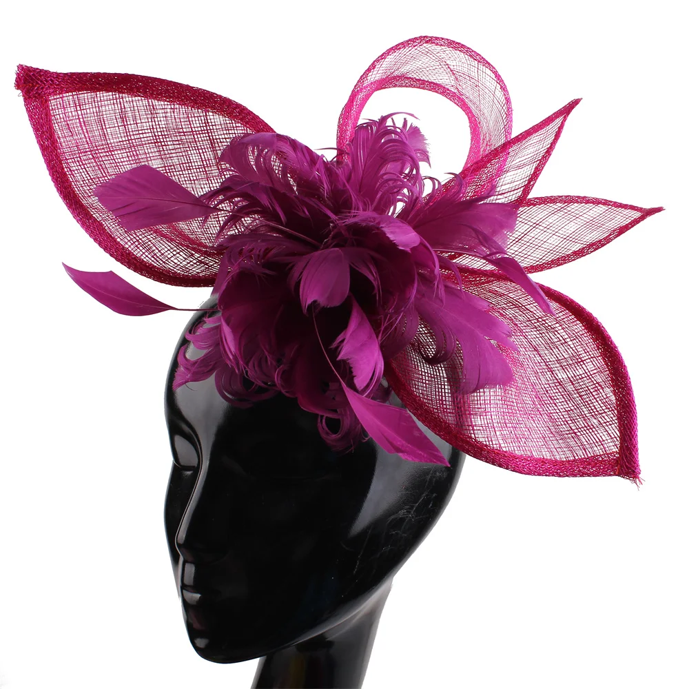 Nice Sinamay Churh Fascinator Hat Headband Women Elehgant Wedding Hair Accessories Party Wedding Headpiece Ladiees Event Chapeau