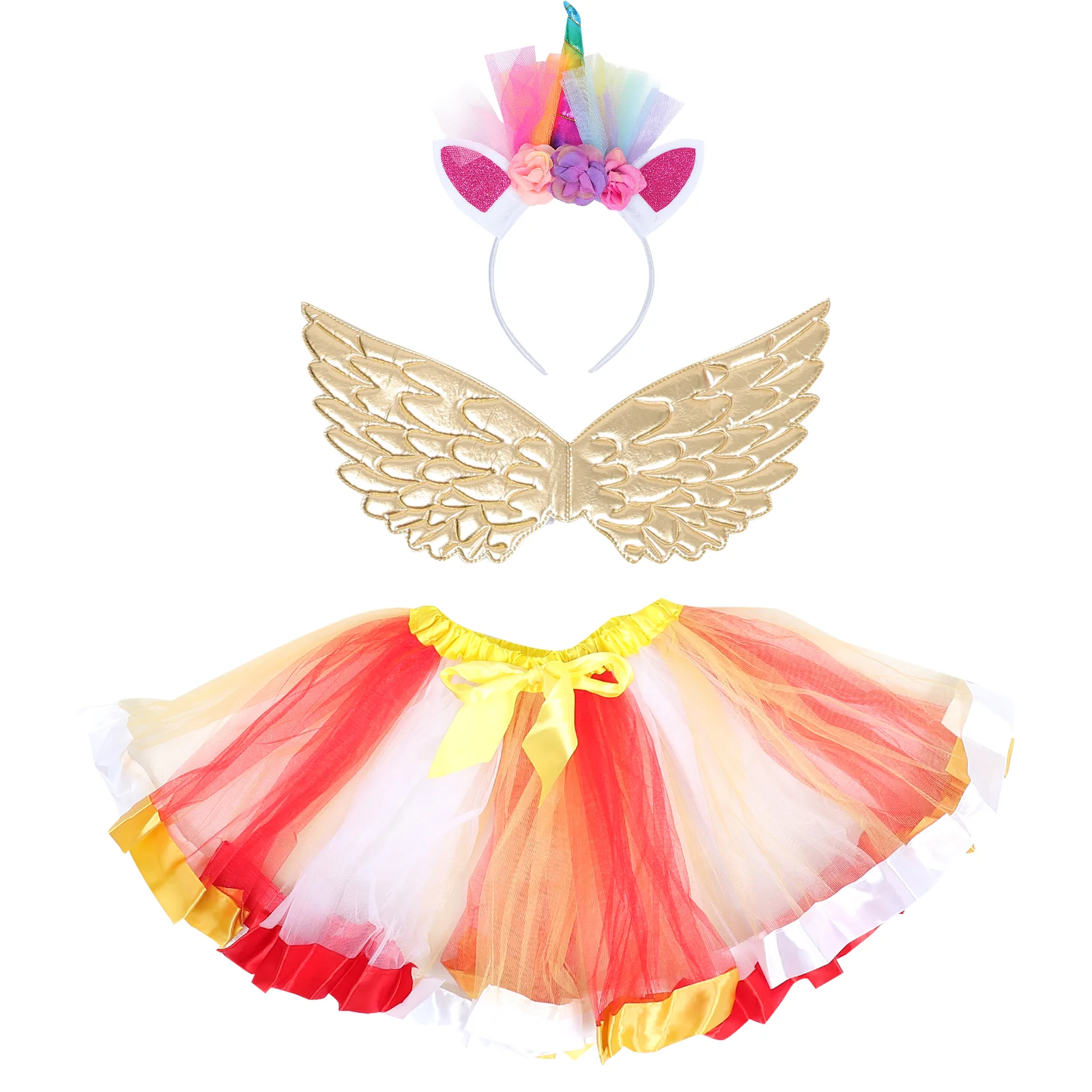 

Set Princess Tutu Toddler Ball Gowns Puffy Dress Unicorn Headband Girls Costume Polyester Cosplay Clothes