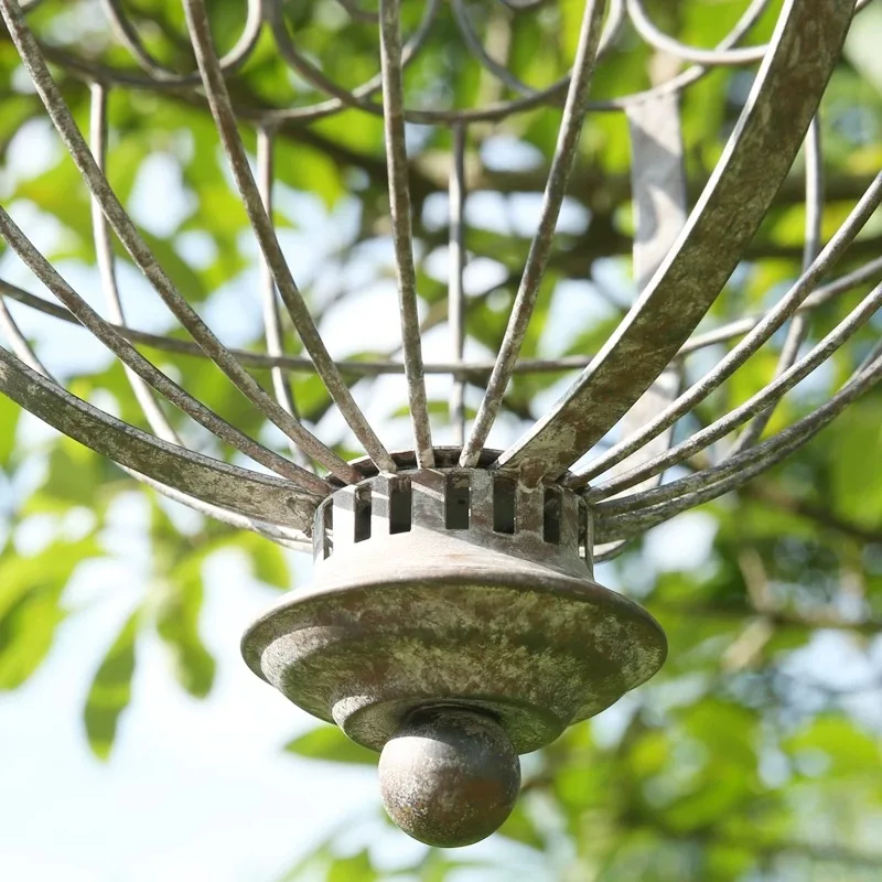 Vintage Distressed Iron Hanging Basket Planter, Scrolled Wrought Iron, Antique White, Set of 2, for Garden, Balcony, Patio