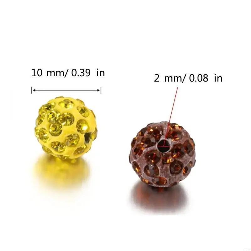  100pcs 10mm Disco Ball Clay Beads Round Diamond Bead Colorful Rhinestones Beads for Necklace Jewelry Craft Supplies