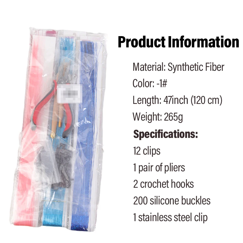 Hair Tinsel Kit 47 Inch 12 Colors Synthetic Fiber Hair Extensions Colorful Shiny Strands for Festival Parties Daily Styling