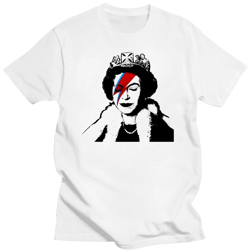 UK England Queen Elisabeth  Harajuku TShirt Banksy Graffiti Street Artist Printing Tops Comfortable T Shirt Male Short Sleeve