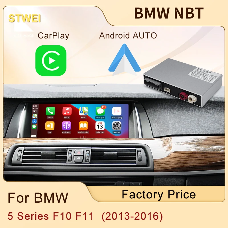 

Беспроводная коробка STWEI CarPlay для BMW NBT 5 серии F10 F11 2013-2016, Android, автомобильный радиоплеер, зеркало, передняя задняя камера