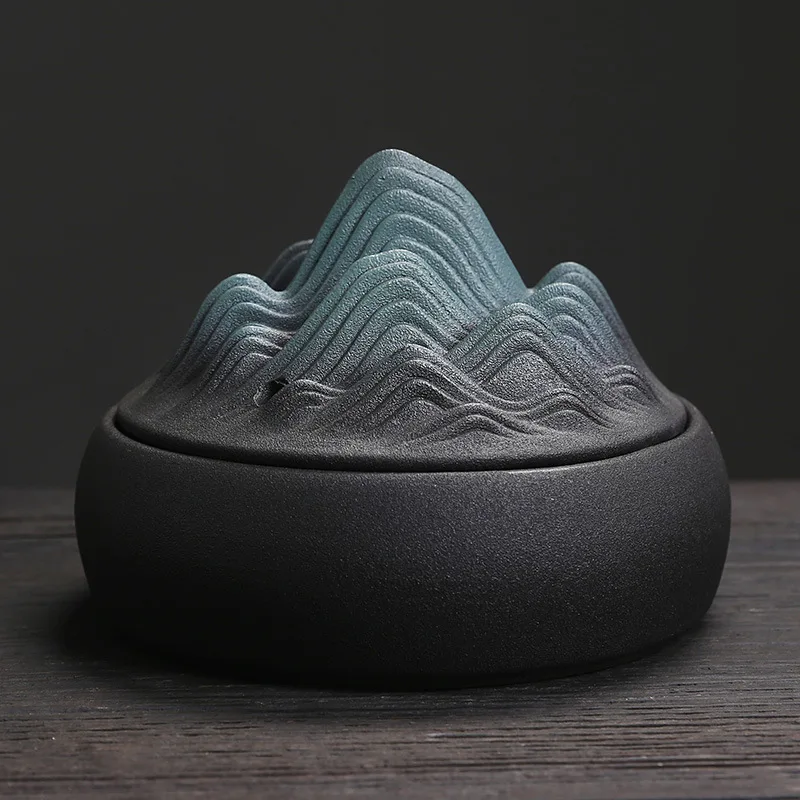 Home Ornaments Mountain Design Fire Prevention Incense Coils Holder Ceramic Censer