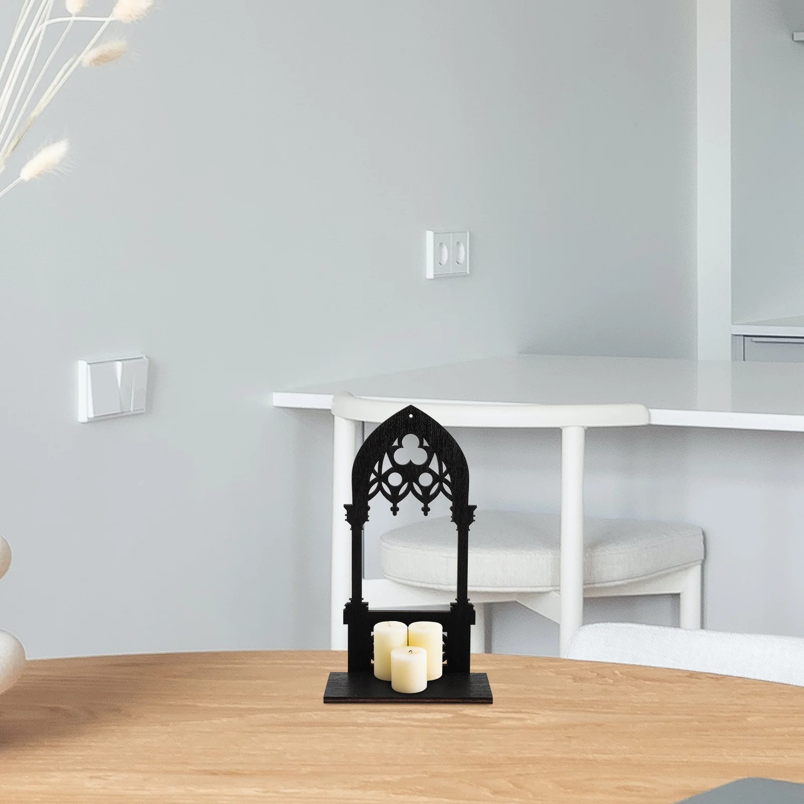 

1Pair Gothic Holder Black Pillar Stand Unique Shape for Desktop Dorm Restaurant Centerpieces for Tables