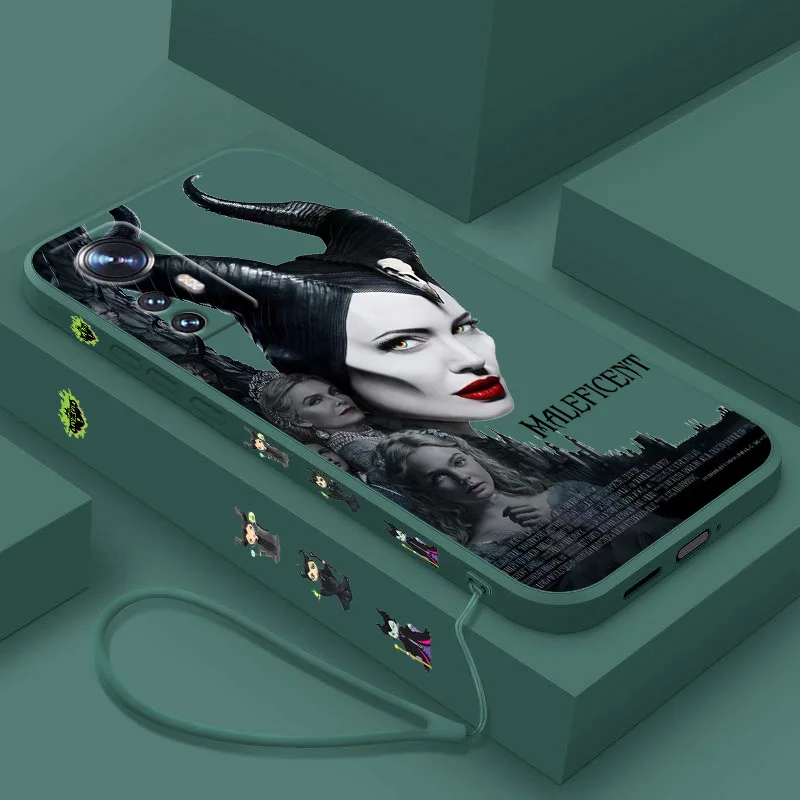 Disney Maleficent Liquid Left Rope Phone Case For Xiaomi Mi A3 9 10 11 12 13 Note 10 Lite SE T X i Pro Shell Soft Cover Capa