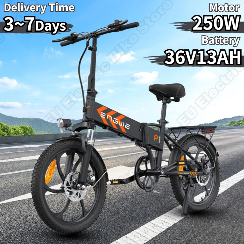 ENGWE P1 Electric Bike 250W Motor 36V13AH Lithium Battery 25KM/H Dual Disc Brake E-bike Folding 20 inch Tire Electric Bicycle