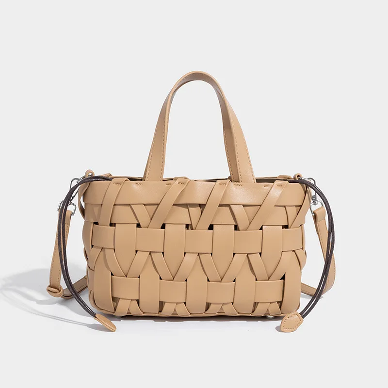 

Fashionable Handmade Women Woven Tote Bag Luxury Design Small Square Shoulder Crossbody Bag for Female Travel Shopping Commuter