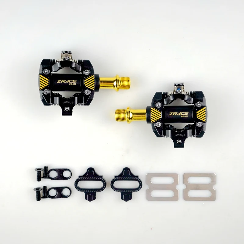 ZRACE PD-M1 SPD Pedals - GOLD, Self-Locking Pedals MTB Components Using for Bicycle Racing Mountain Bike, 332g