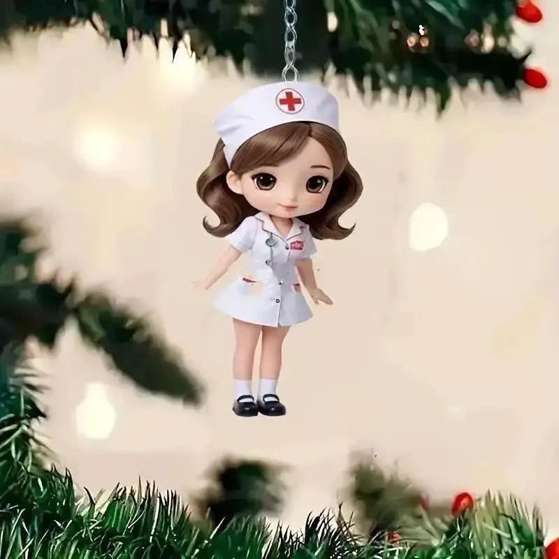 1Pcs Cute Acrylic Nurse Keychain Pendant Backpack Decoration Doctor Thank You Gift Student Daily Outfit