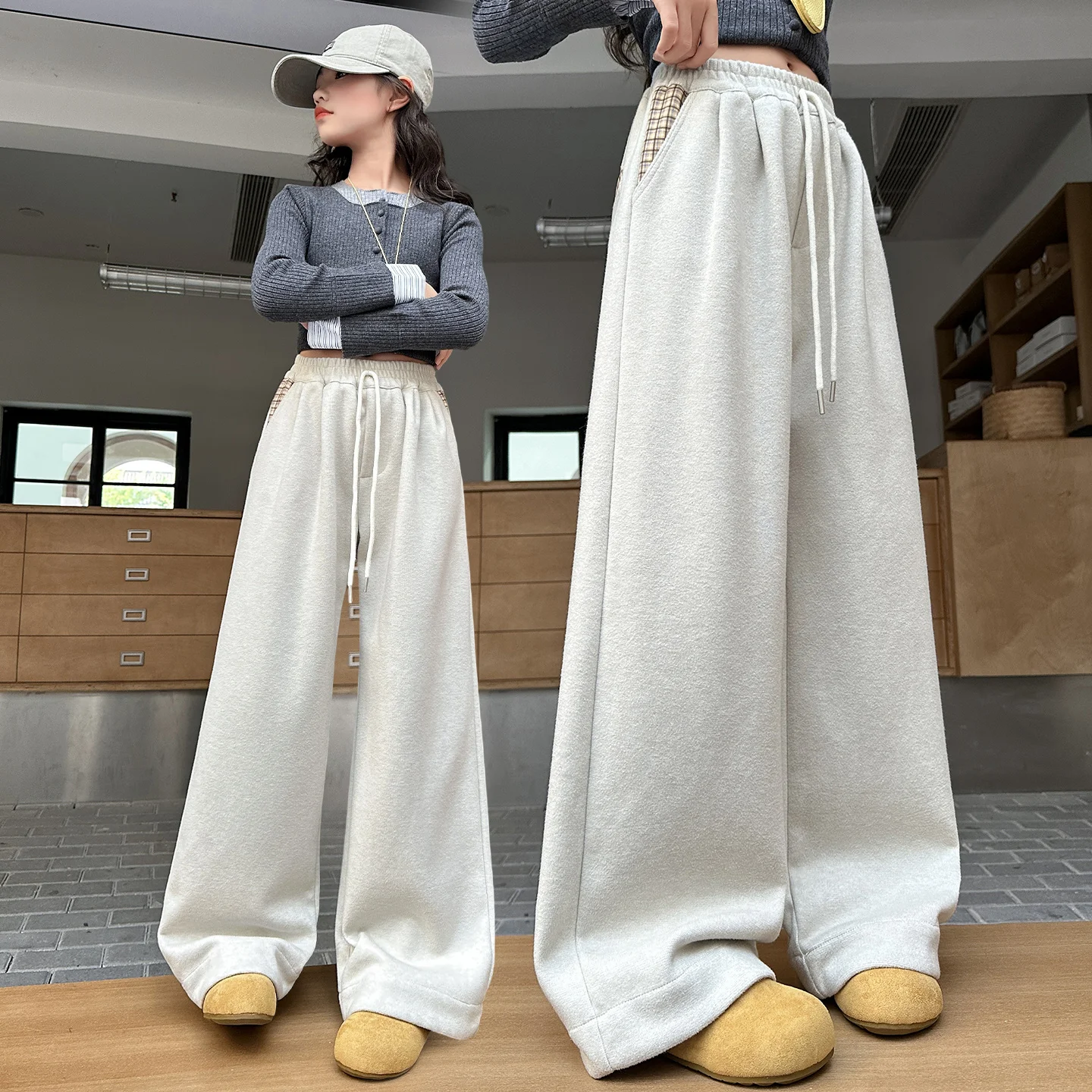 Street Children's Wear Girls Long Pants Kids Fashion Sweatpants Autumn Casual Loose Fashion Trousers 5-14T Solid Baggy Bottoms