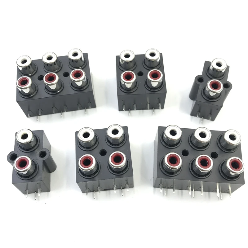 2pcs Red + White RCA Female jack 2 Hole 4 6 hole AV Connector Audio Input to Speaker Output Socket Adapter