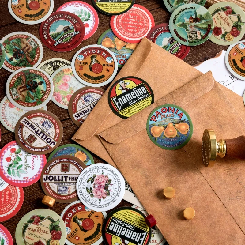 45pcs Vintage Stamp Packaging Stickers DIY Scrapbook Magazine Planning Decoration Stationery Envelope Sealing Label